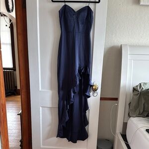Elegant Navy Blue Strapless Dress
